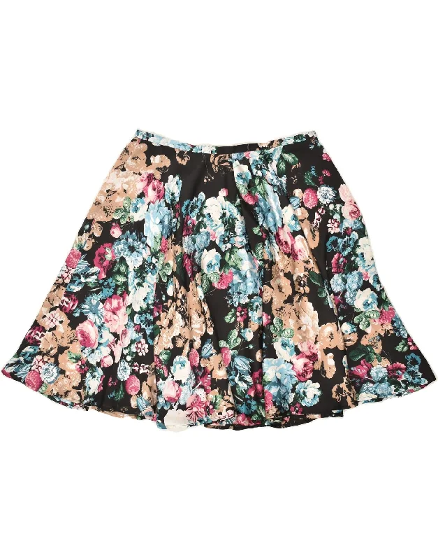 OVS Womens A-Line Skirt IT 46 Large W30 Black Floral