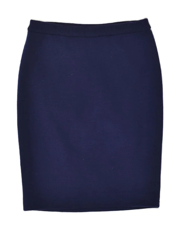 VINTAGE Womens Knit Pencil Skirt W30 Medium  Navy Blue