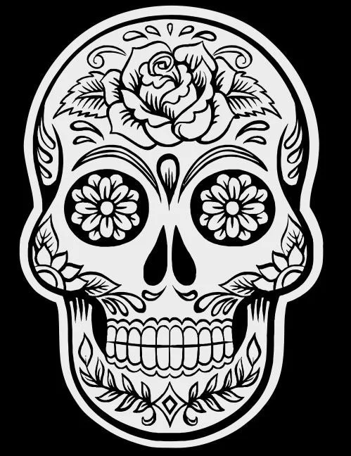 Sugar Skull Reflective V-Neck Tee - 100% Polyester