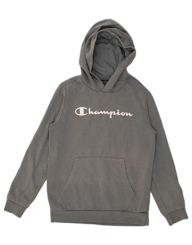 CHAMPION Boys Graphic Hoodie Jumper 13-14 Years XL Grey