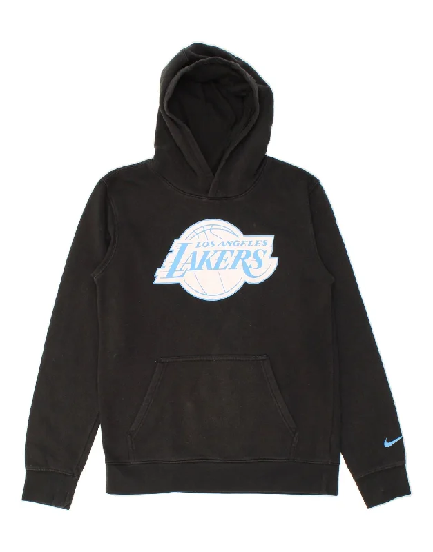 JORDAN Boys Lakers Graphic Hoodie Jumper 15-16 Years XL Black Cotton