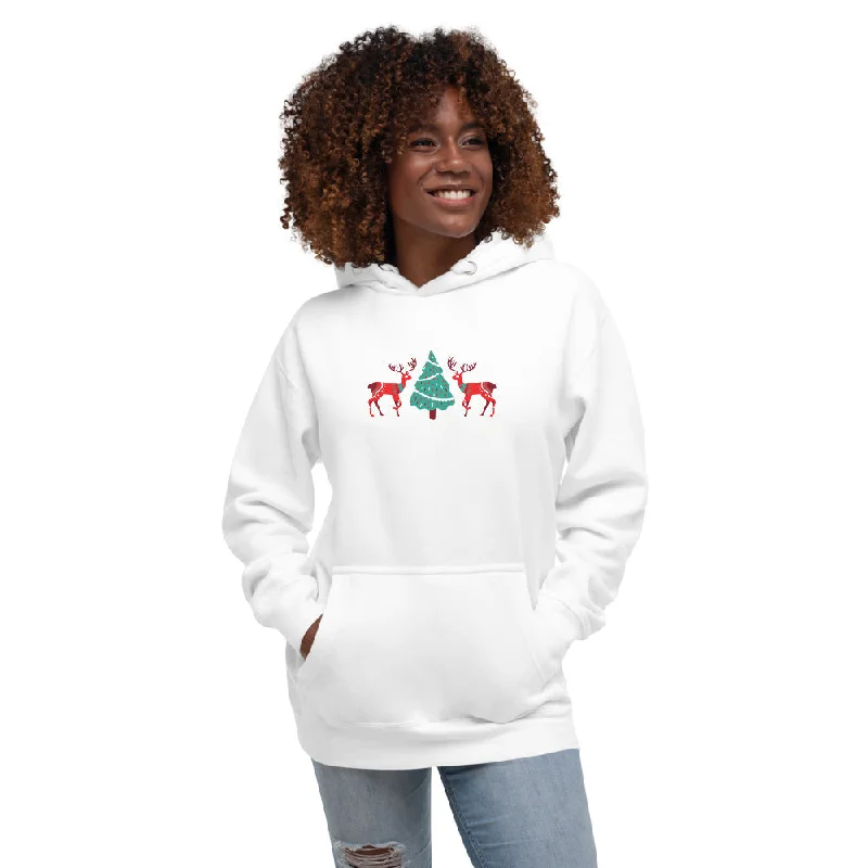 Merry Reindeer Tree Unisex Hoodie