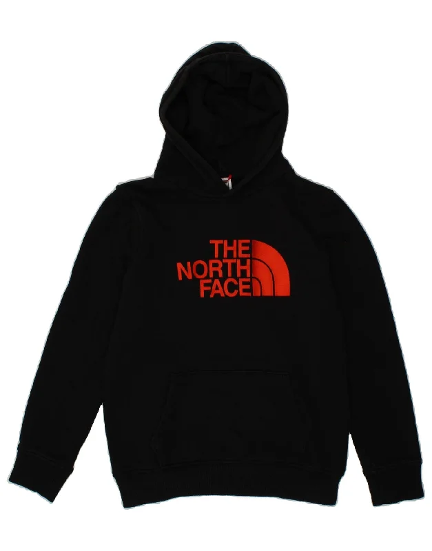 THE NORTH FACE Boys Graphic Hoodie Jumper 11-12 Years Large Black Cotton