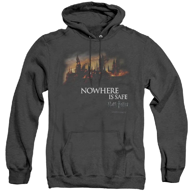 Harry Potter Burning Hogwarts - Heather Pullover Hoodie Fitted Ribbed Sweater