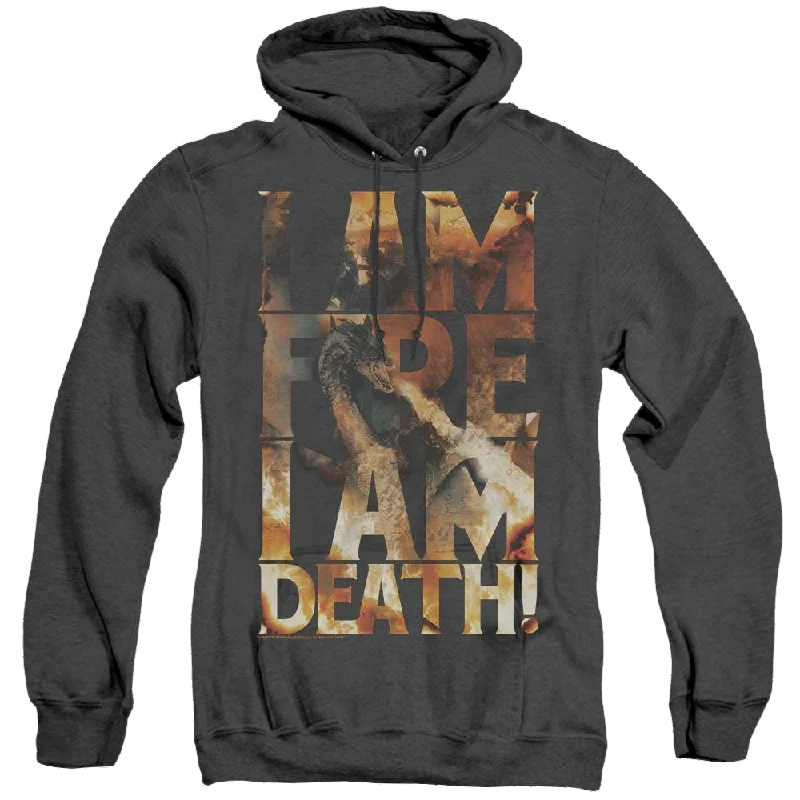 Hobbit Movie Trilogy, The I Am Fire - Heather Pullover Hoodie Gathered Sleeve Pullover