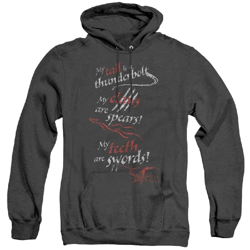 Hobbit Movie Trilogy, The Tail Claws Teeth - Heather Pullover Hoodie Saggy Sleeve Comfort