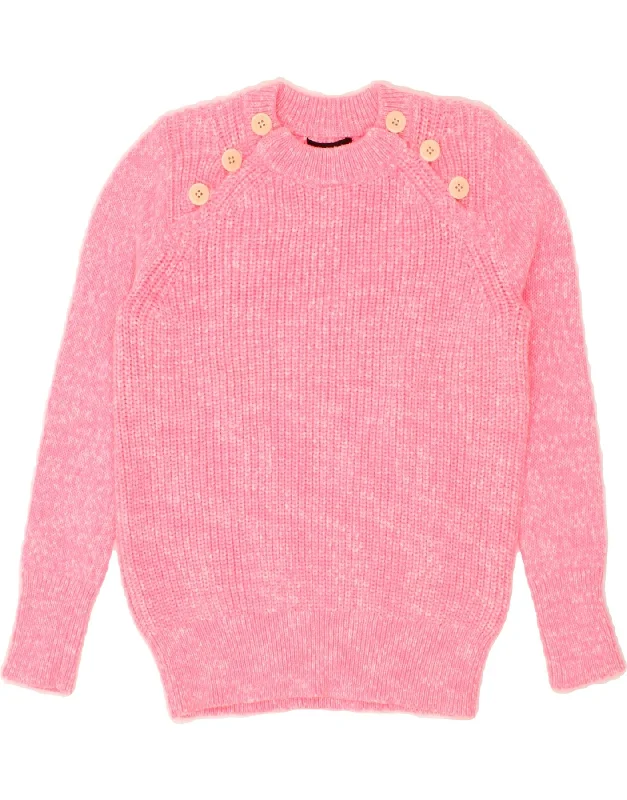 J. CREW Womens Oversized Crew Neck Jumper Sweater UK 2 2XS Pink Flecked