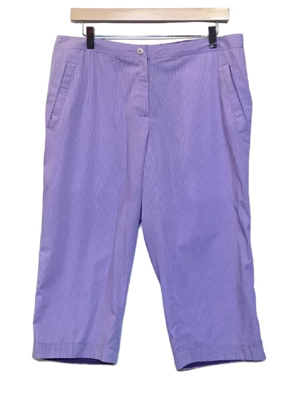 Purple Cropped Pinstripe Trousers (Size XXL) Trousers Travel Practical