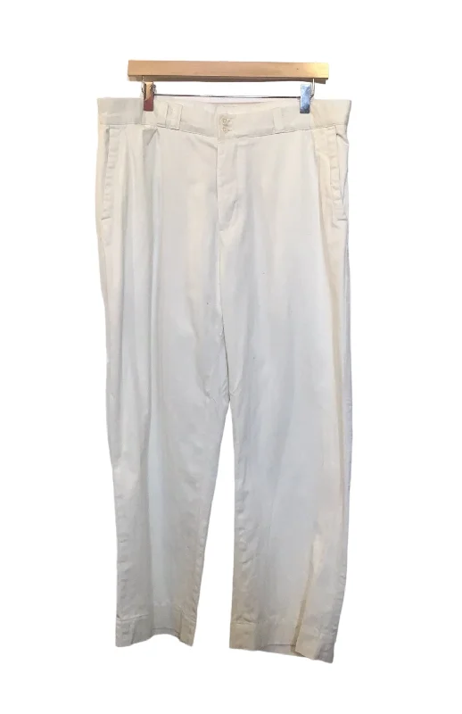 White Cotton Trousers (Size XL) Trousers Gym Athletic