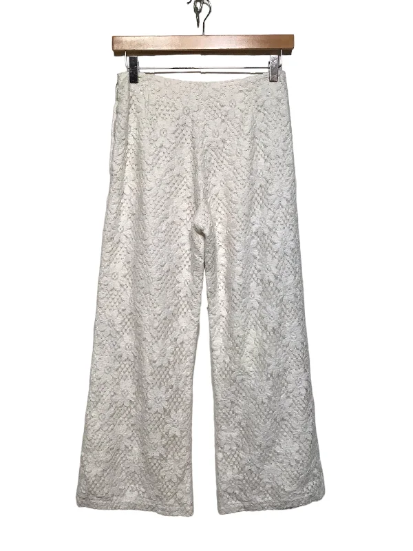 White Lace Trousers (Size M) Trousers Bridal Satin